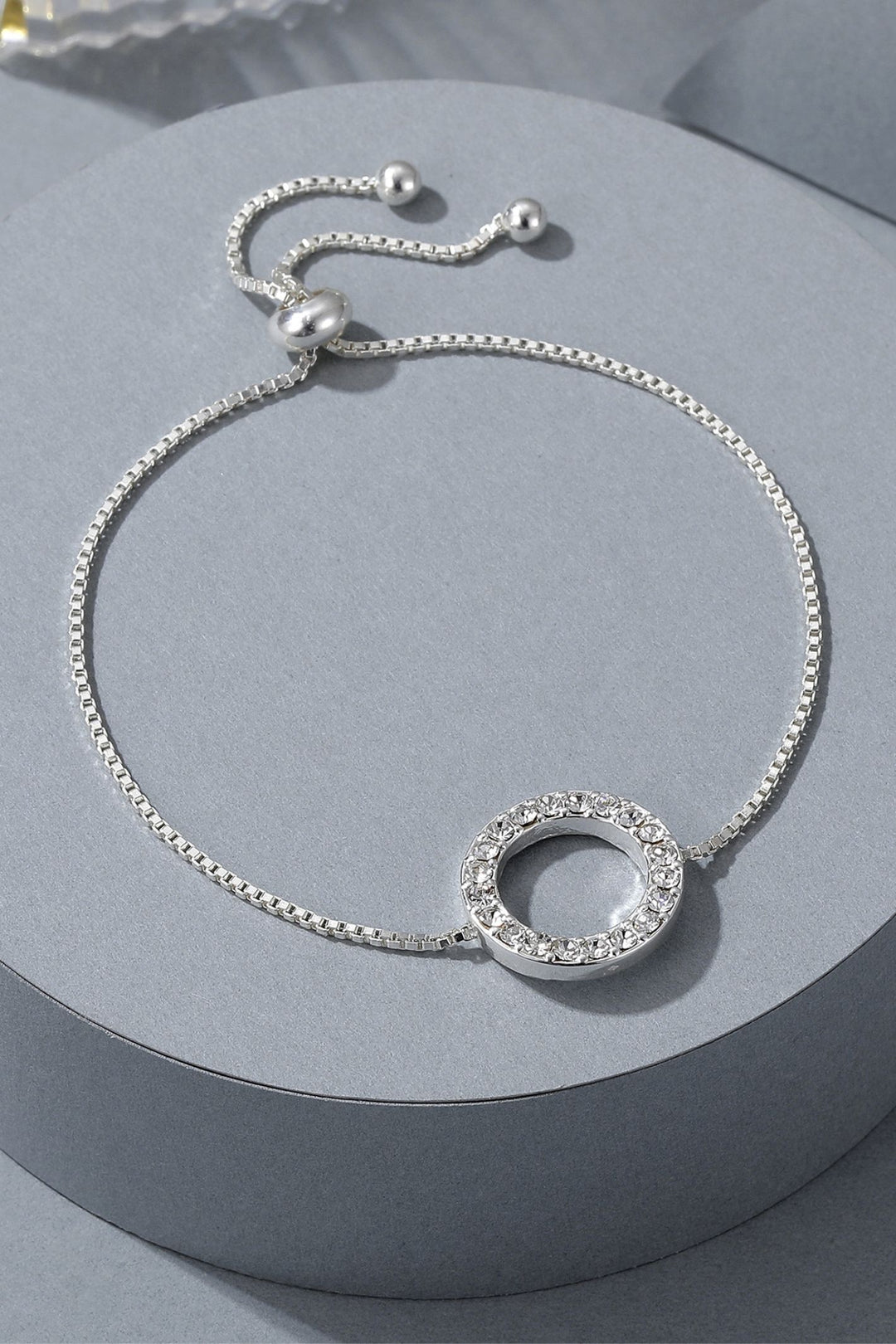 Joanie Open Circle Diamante Friendship Bracelet Silver - Sugarplum Boutique