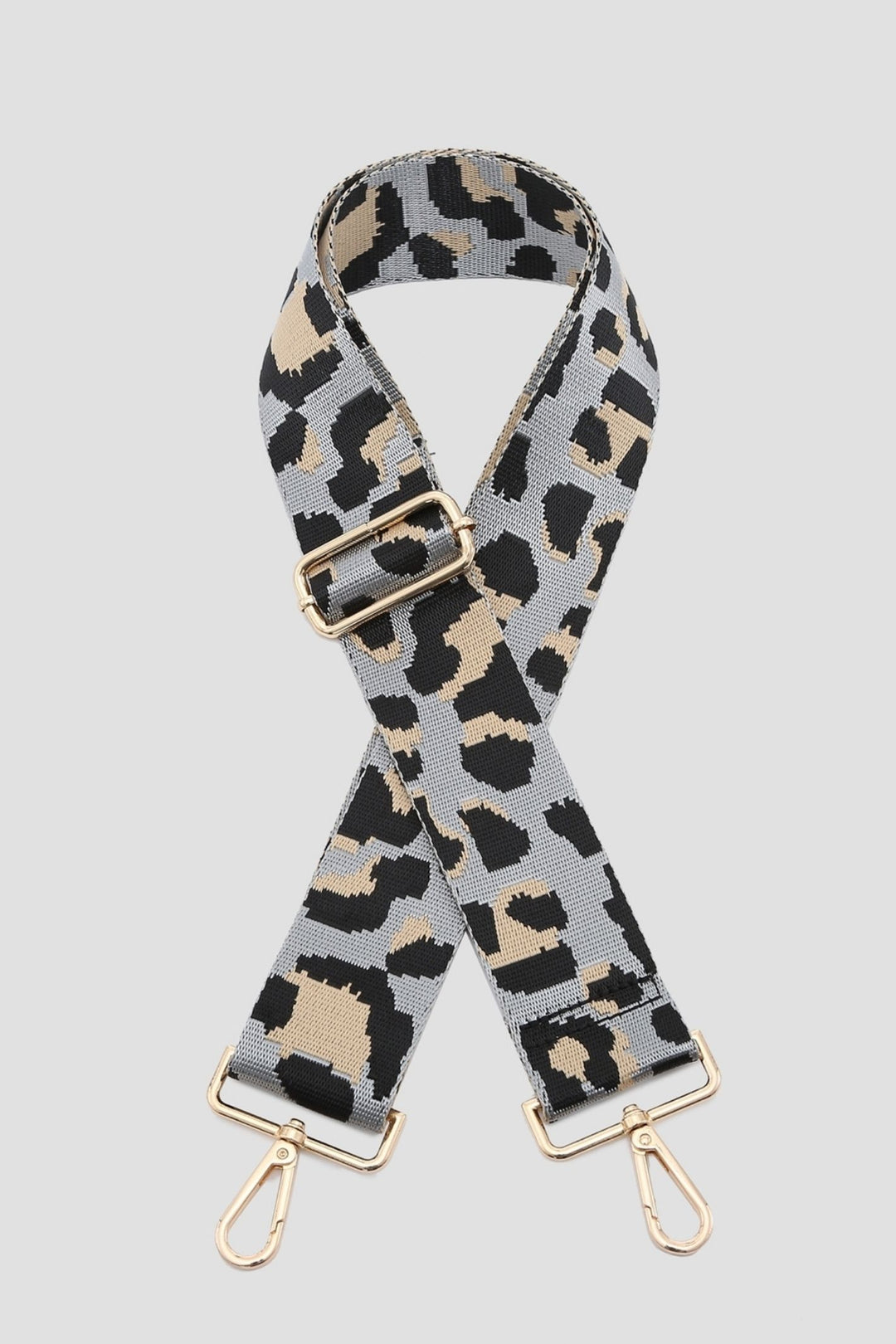 Leopard Print Interchangeable Bag Strap Grey Sand Black - Sugarplum Boutique