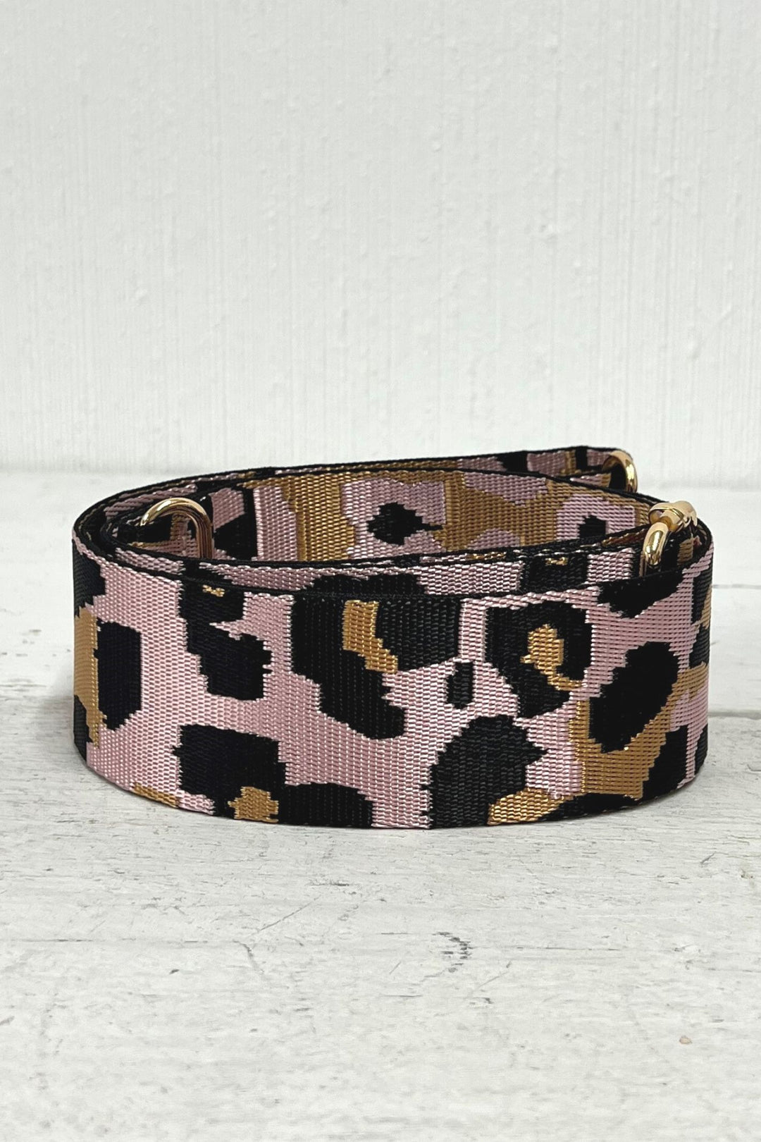 Leopard Print Interchangeable Bag Strap Pink Black Gold - Sugarplum Boutique