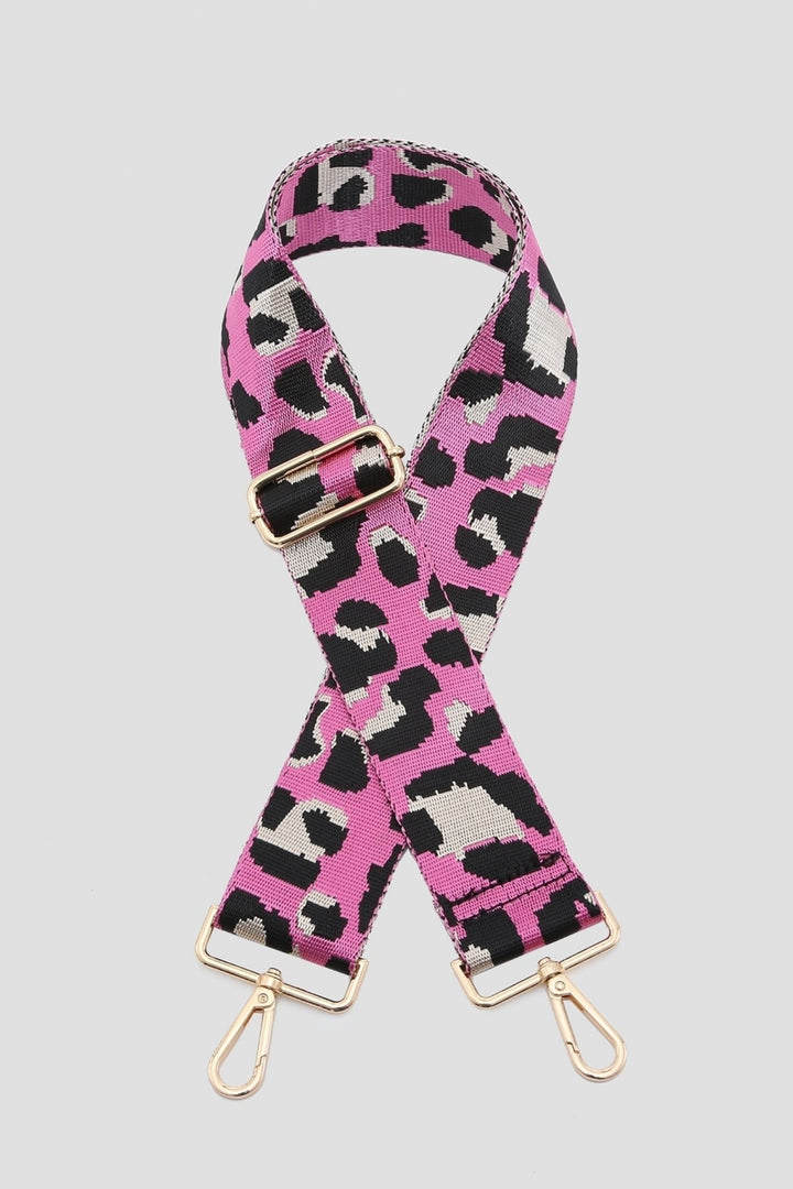Leopard Print Interchangeable Bag Strap Pink Stone Black - Sugarplum Boutique