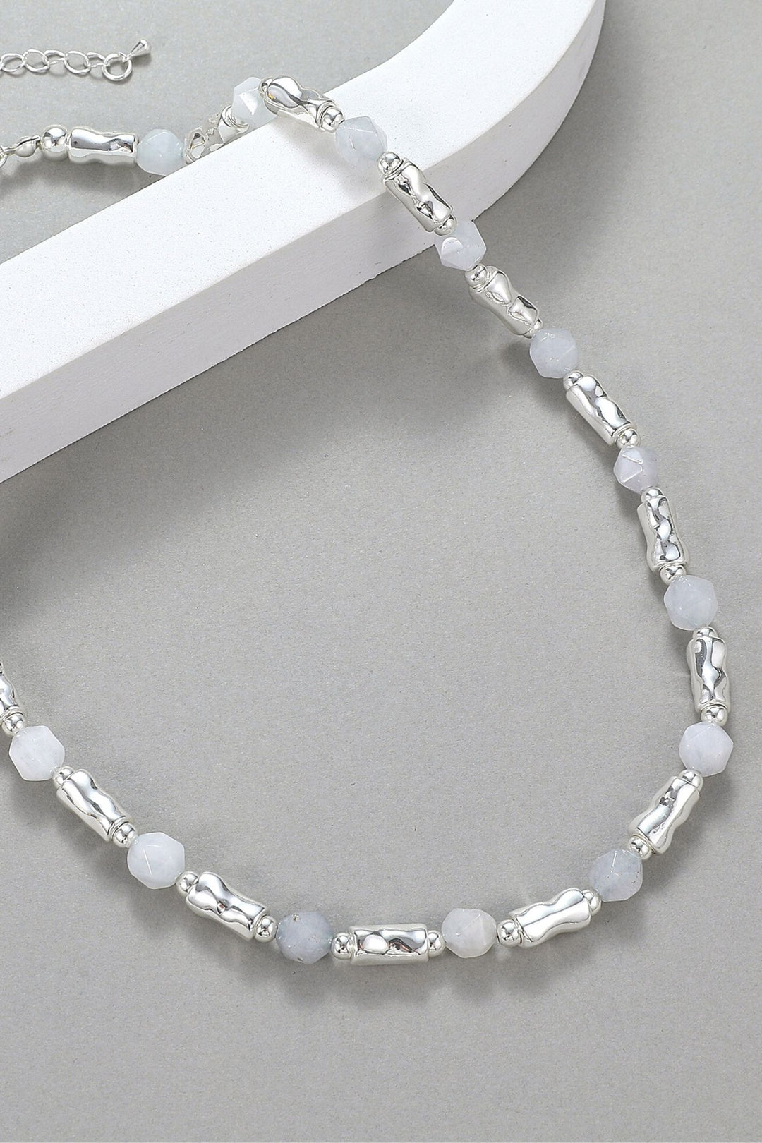 Lila Quartz Short Necklace Light Grey - Sugarplum Boutique