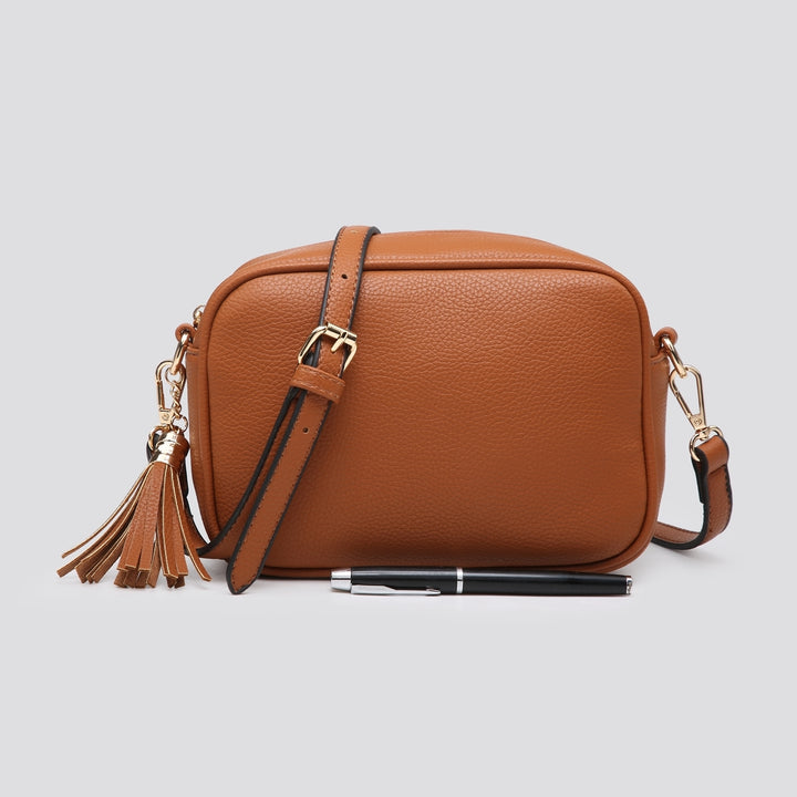 Millie Brown Faux Leather Cross Body Camera Handbag - Sugarplum Boutique