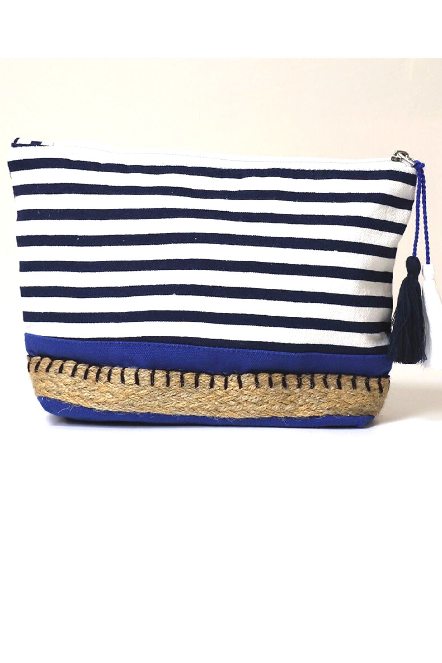 Navy and sales white striped purse