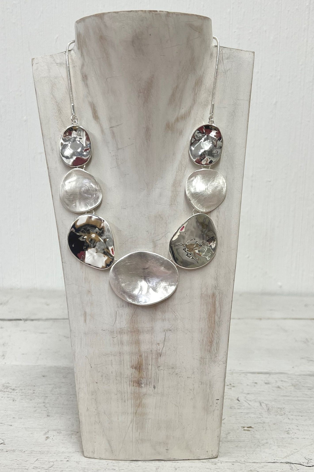 Patcha Offset Oval Necklace Silver - Sugarplum Boutique