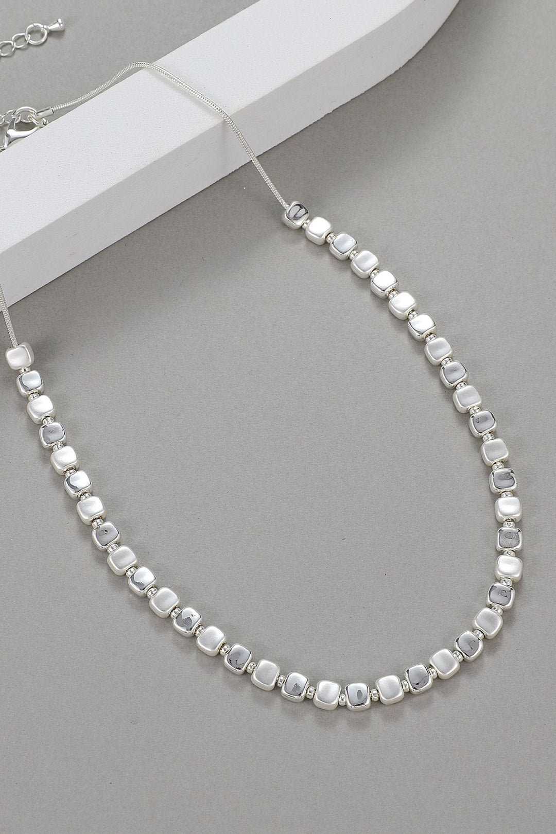 Pebbles Short Necklace Silver - Sugarplum Boutique